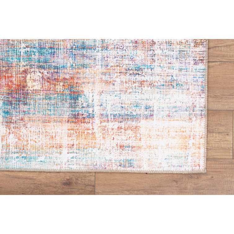 17 Stories Microfiber Red Machine Washable Indoor/Outdoor Rug Wayfair